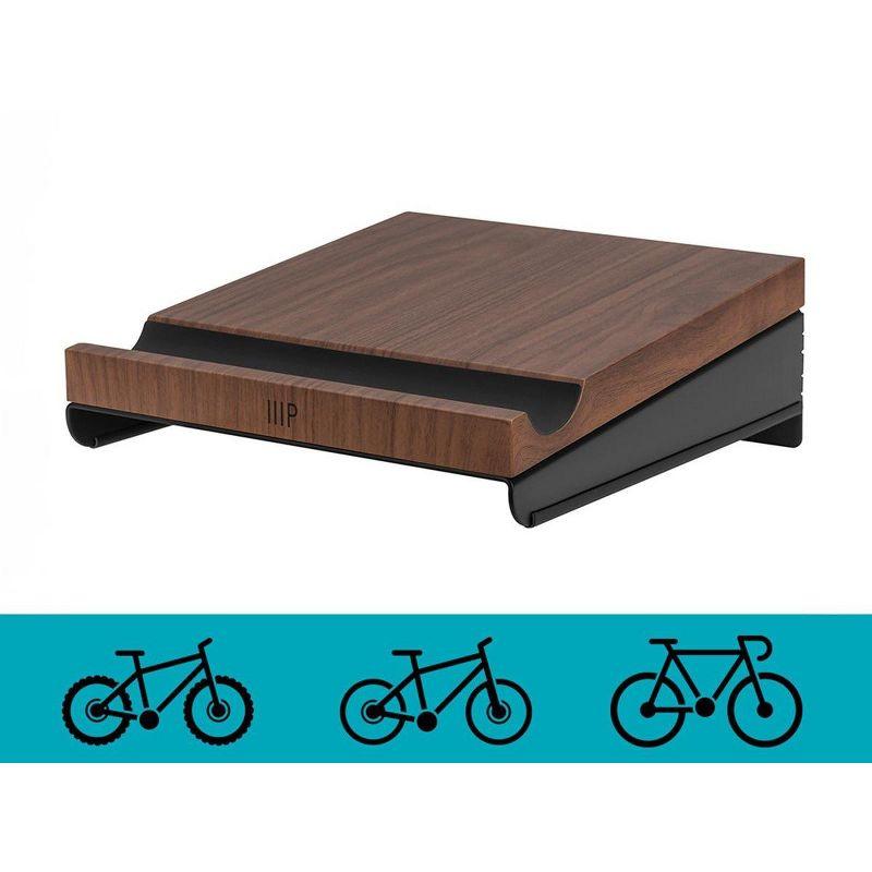 Monoprice On-Wall Bike Storage Mount and Display Rack with Open Walnut Top Shelf, Compact Sturdy Design Bike Storage, Bicycle Hanger