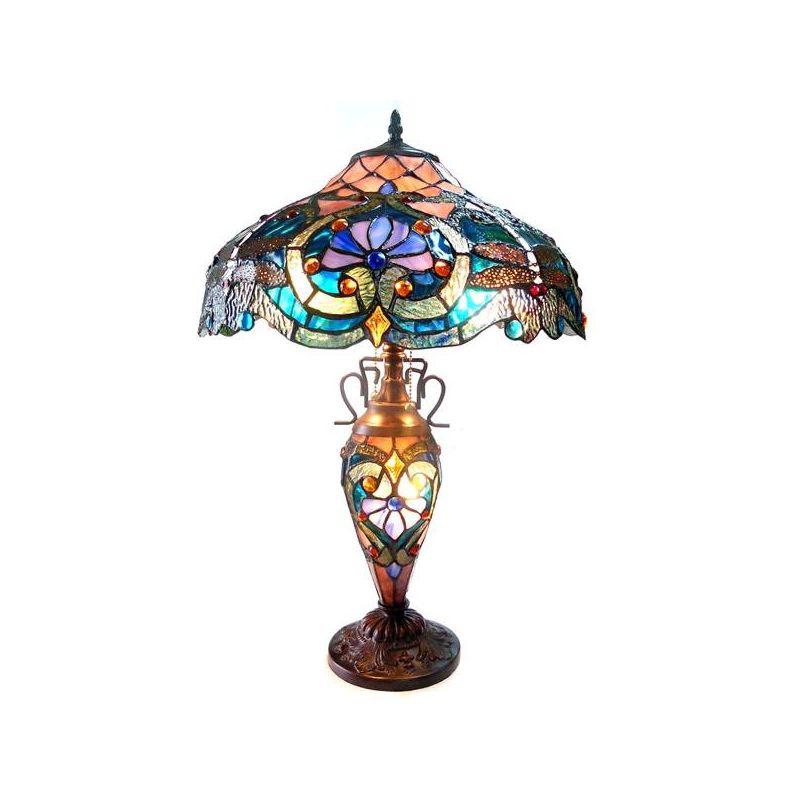 Chloe Lighting Lydia Tiffany-Style 3 Light Victorian Double Lit Table Lamp 17" Shade