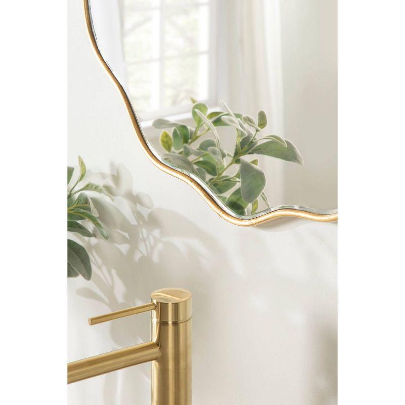 Kate & Laurel All Things Decor 26"x26" Viona Round Scalloped Mirror Gold: Modern Style, No Assembly, Wall Mounted
