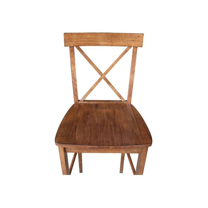 30" X Back Barstool Distressed Oak - International Concepts: Solid Wood, Square Seat, Armless