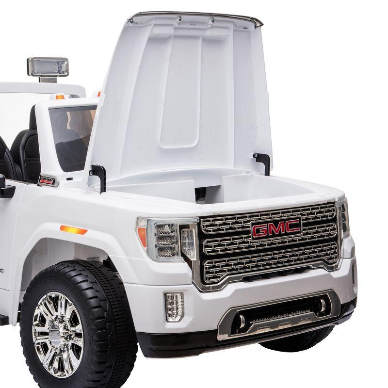 Aosom 12V GMC Sierra HD Licensed Ride on Truck, Battery Powered Electric Car for Kids w/ Remote Control, Headlights & Four Wheel Suspension, White
