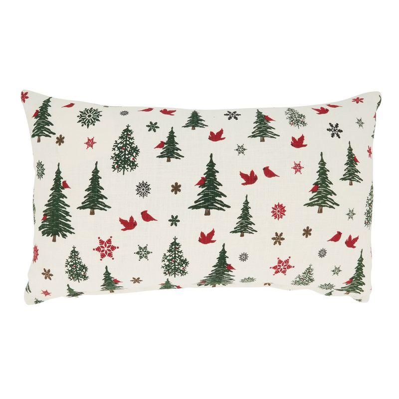 Saro Lifestyle Enchanted Evergreens Christmas Trees Poly Filled Throw Pillow