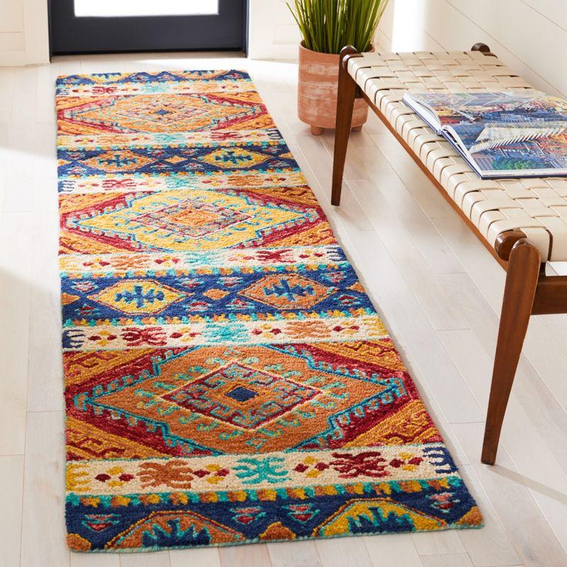 Aspen APN502 Hand Tufted Indoor Runner Rug - Navy/Ivory - 2'3"x9' - Safavieh