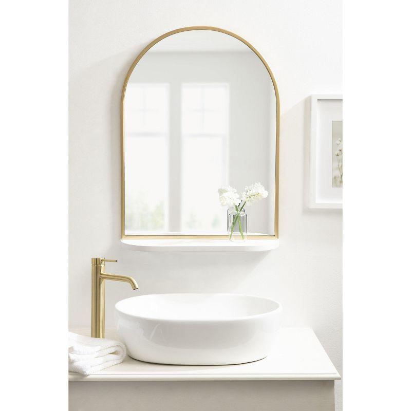 Kate and Laurel Schuyler Arch Wall Mirror with Shelf, 20x28, White