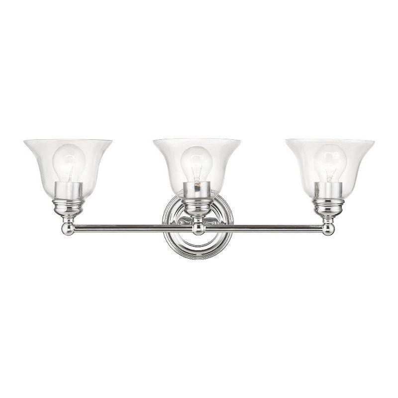 Polished Chrome 3-Light Vanity with Clear Glass Shades