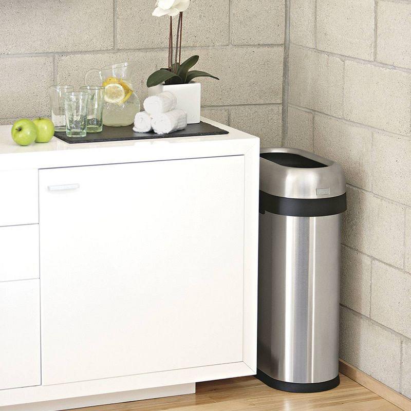 simplehuman 13 Gallon Slim Open Top Commercial Trash Can Stainless Steel