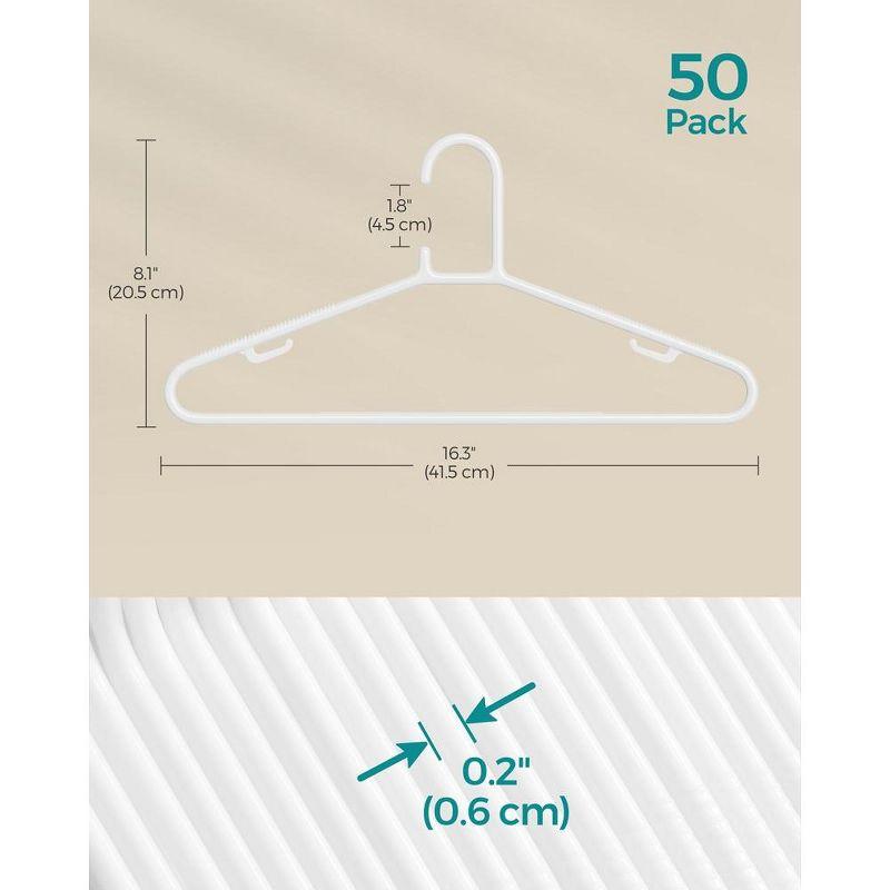 SONGMICS 50 Pack Plastic Hangers Space-Saving Clothes Hangers White
