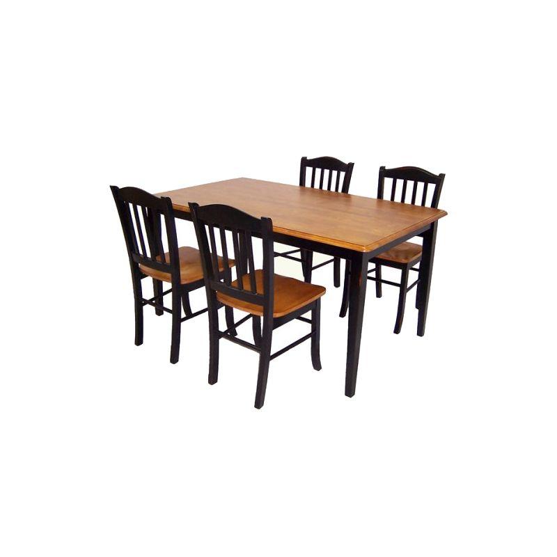 5pc Shaker Dining Set Wood/Black/Oak - Boraam: Solid Hardwood, Non-Extension, Rectangle Table