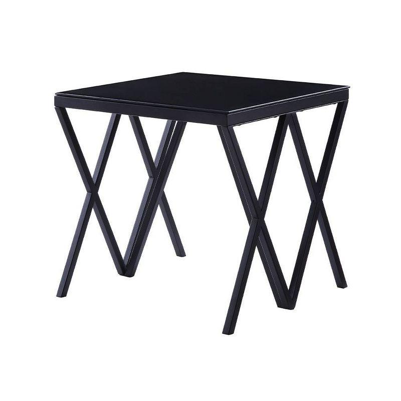 Magenta 22" Black Metal and Glass Square End Table