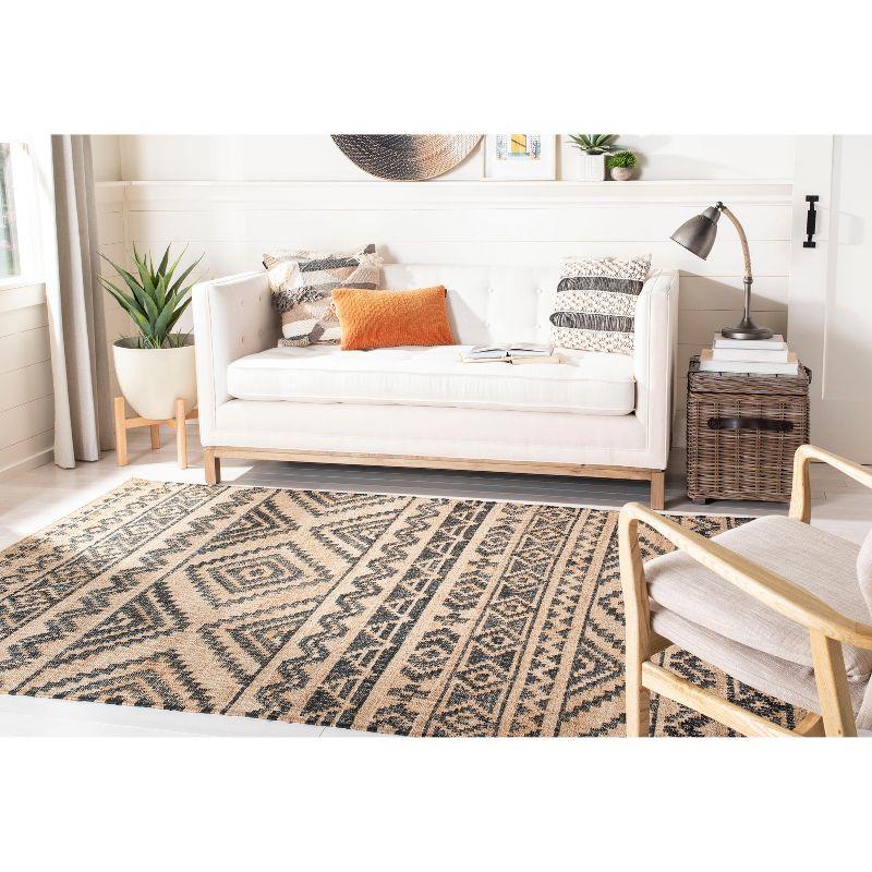 Kilim KLM751 Hand Loomed Area Rug - Natural/Charcoal - 7'x7' - Safavieh