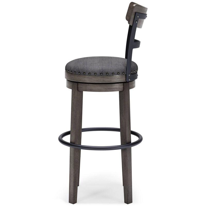 Caitbrook Barstool Gray - Signature Design by Ashley: Antiqued Finish, Swivel, Nailhead Trim