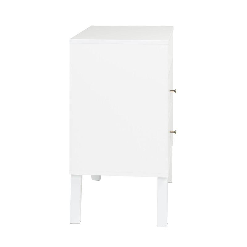 Mid Century Modern 2 Drawer Tall Nightstand with Shelf White - Prepac: Wood Laminate, Includes Anti-Tip Hardware
