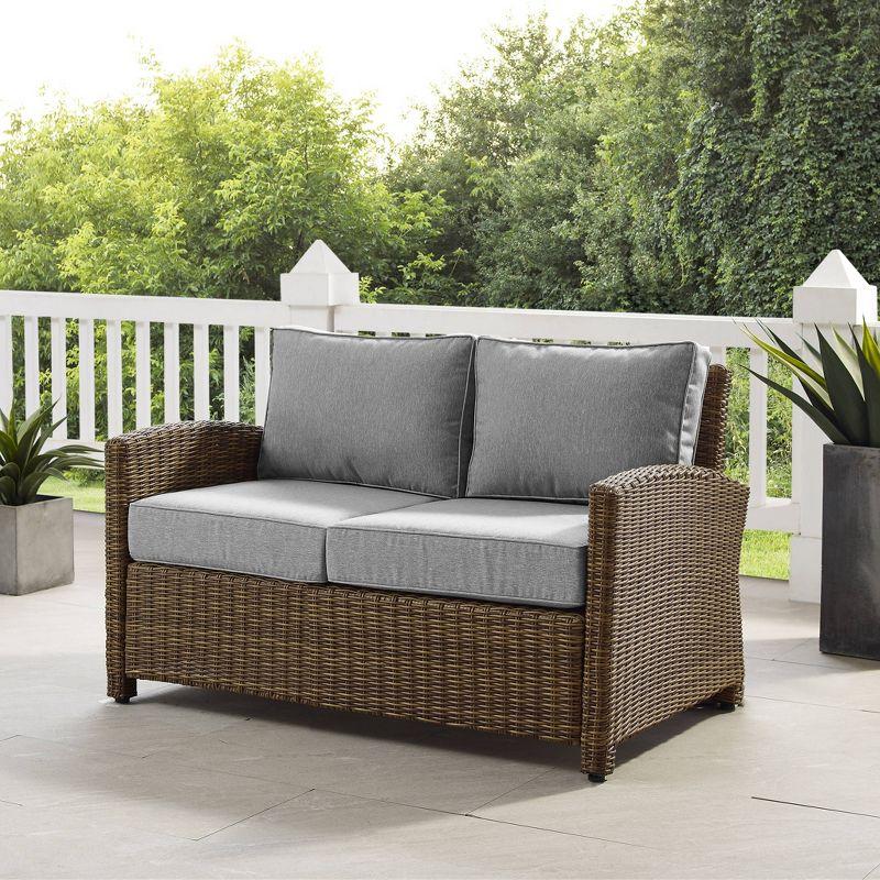 Bradenton Gray and Brown Wicker Outdoor Loveseat