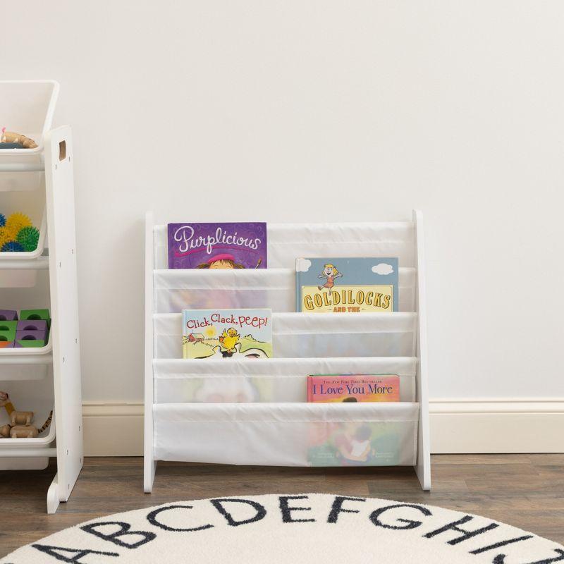 Kids' Book Rack Cambridge Collection White - Humble Crew: Toddler Decorative Bookshelf, 4 Shelves, MDF Material
