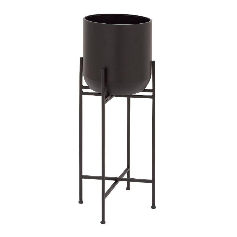 Olivia & May Modern With Stand Iron Planter Pots Black