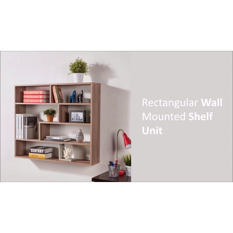 Asymmetrical White Floating Wall Shelf, 41" Wide