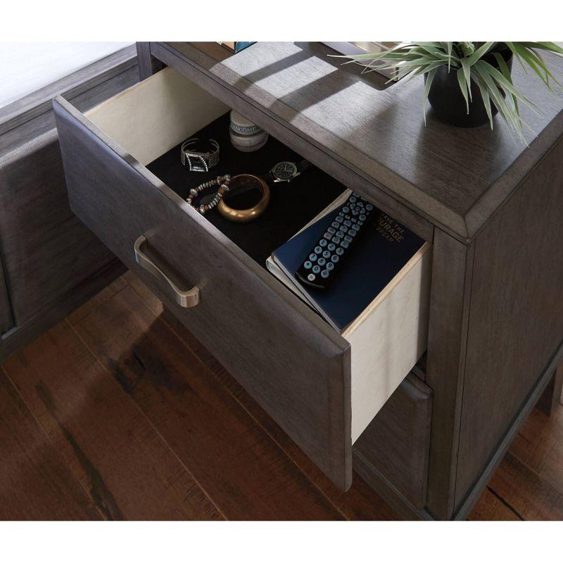 Caitbrook Contemporary Gray 2-Drawer Nightstand with Nickel-Tone Pulls