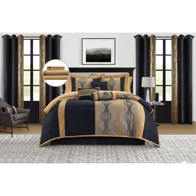 Kath Microfiber Jacquard 15 Piece Comforter Set