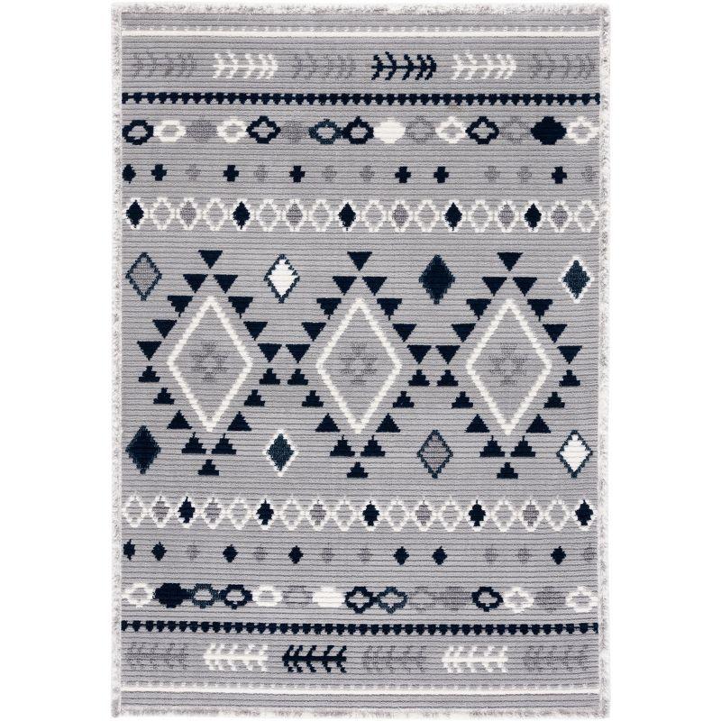 Marrakesh MRK606 Power Loomed Area Rug - Gray/Navy - 4'x6' - Safavieh.