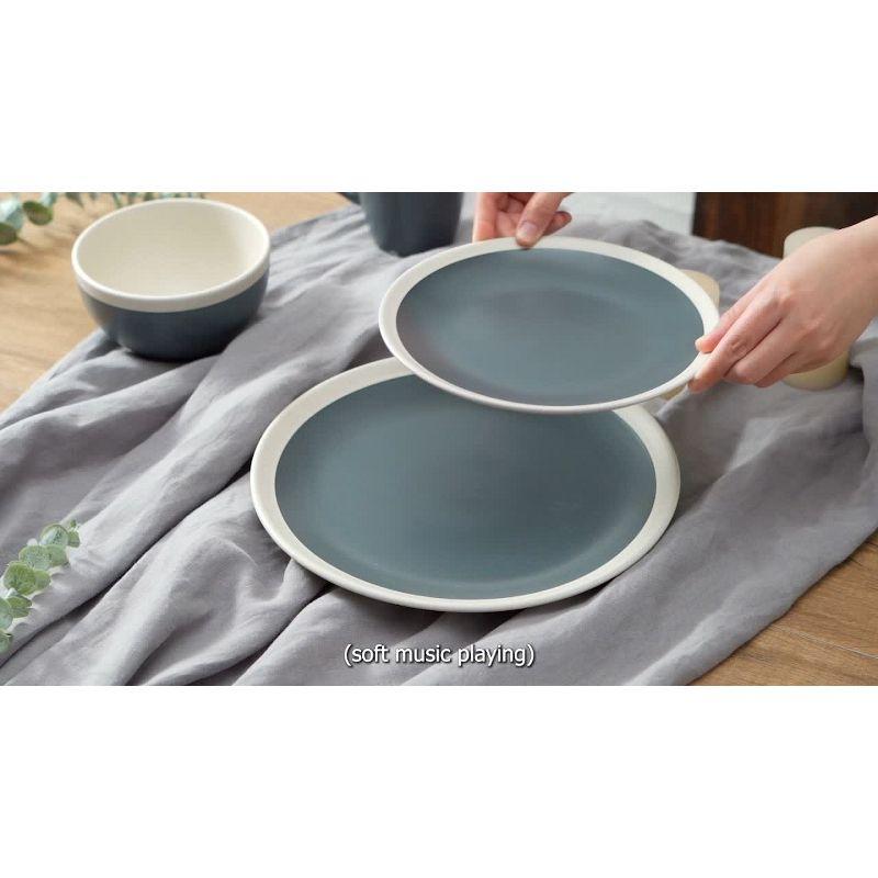 Stone Lain Serenity 16-Piece Stoneware Dinnerware Set, Service for 4, Green and Cream