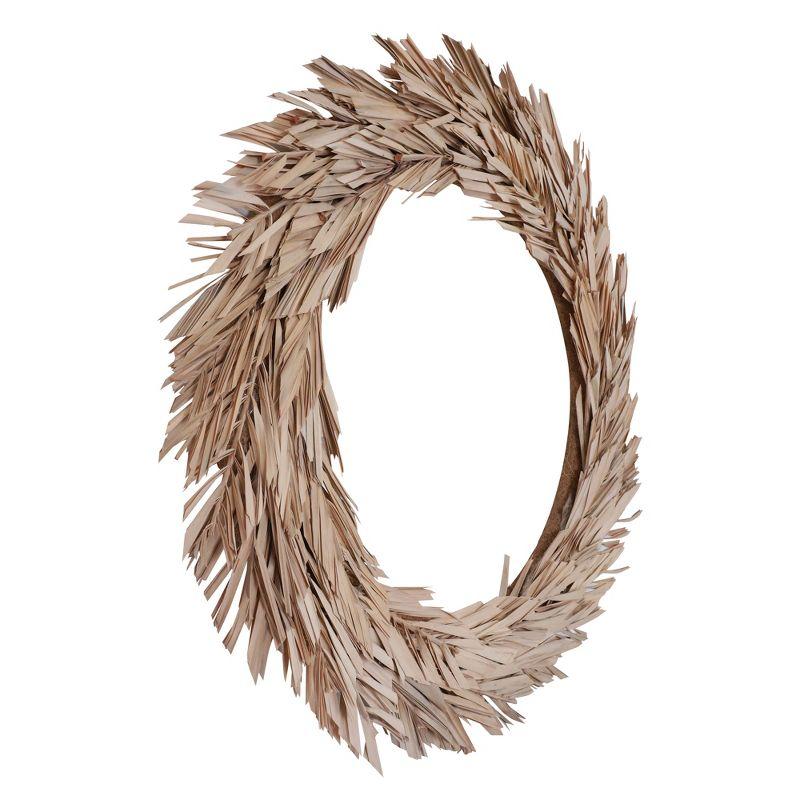 Vickerman Natural Botanicals 24" Bleached Canna Leaf Wreath. This wreath measures 24 inches in diameter. It features bleached canna leaves on a coco