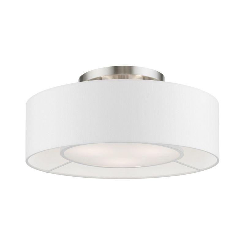 Livex Lighting Gilmore 3 - Light Semi-Flush Mount in  Brushed Nickel/Shiny White