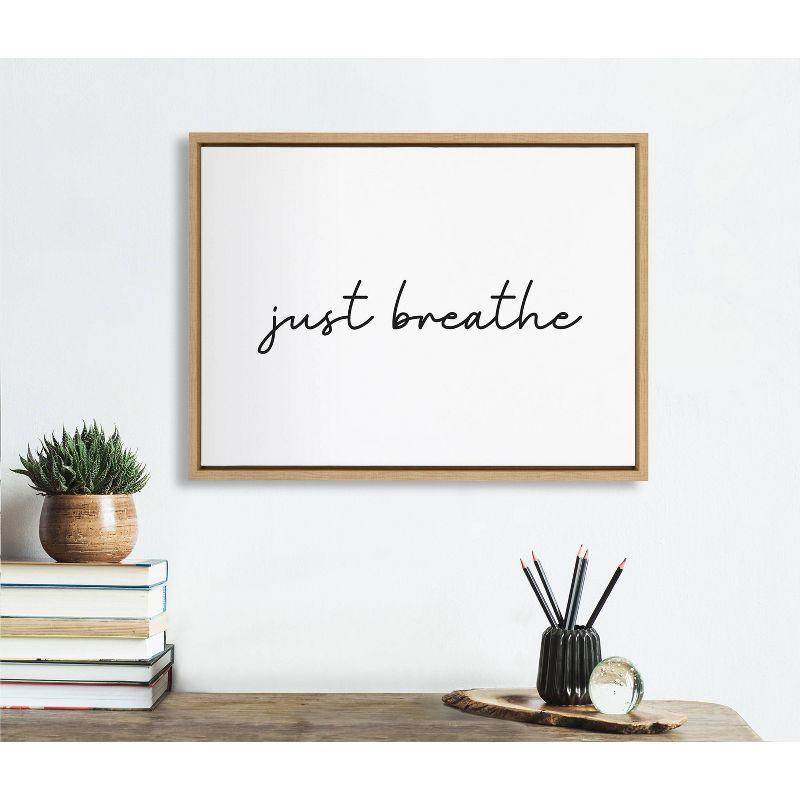 18" x 24" Sylvie Just Breathe BW Frame Canvas by Creative Bunch Natural - Kate & Laurel All Things Decor