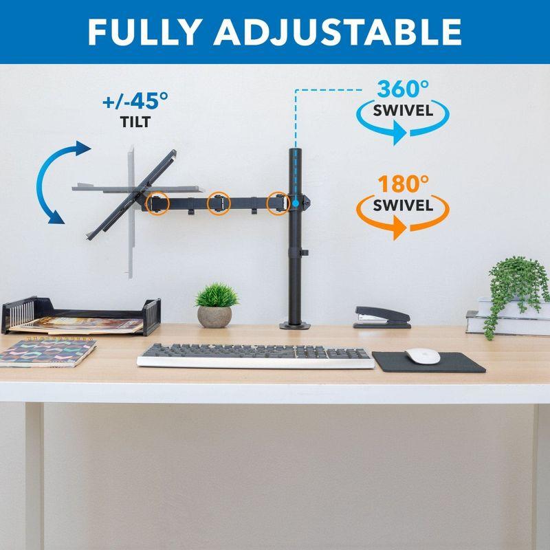 Mount-It! Laptop Desk Mount | Full Motion Laptop Arm with Vented Tray | Clamp and Grommet Base | Laptop Tray Works with Screens Up to 17" Inches