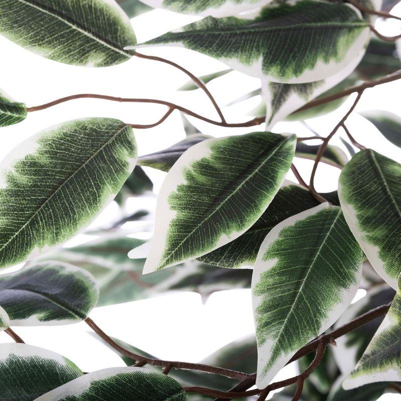 Nature Spring 5 ft Ficus Artificial Tree - Fake Plant with Variegated Leaves and Natural Trunk - Topiary Decor for Indoor or Outdoor