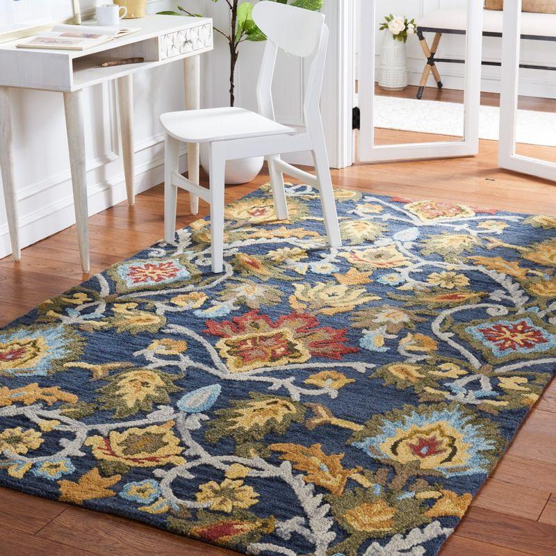 Navy Multi 4' x 6' Handmade Wool Tufted Area Rug