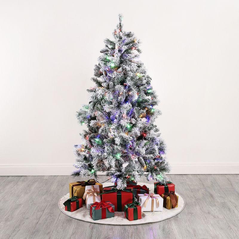 5.5' Frosted Green Pre-Lit Artificial Christmas Tree With Pine Cones - Safavieh