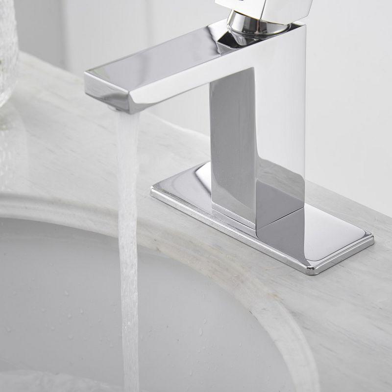 BWE Single Handle Single Hole Low-Arc Bathroom Faucet with Supply Line