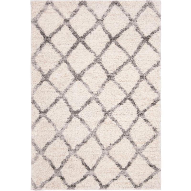 Berber Shag BER215 Power Loomed Indoor Area Rug - Cream/Grey - 5'x7' - Safavieh