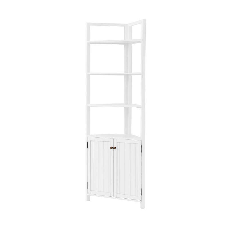 Dover Corner Storage Cabinet with Two Doors and Open Shelving White - Alaterre Furniture