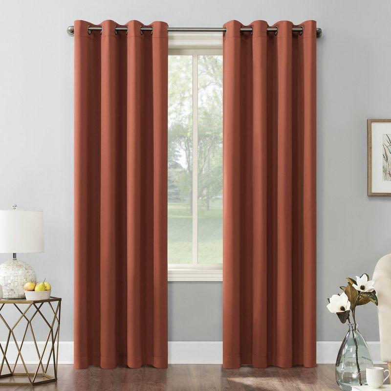 54"x84" Sun Zero Blackout Kenneth Energy Saving Grommet Curtain Panel Orange: Modern Brown Polyester Curtain