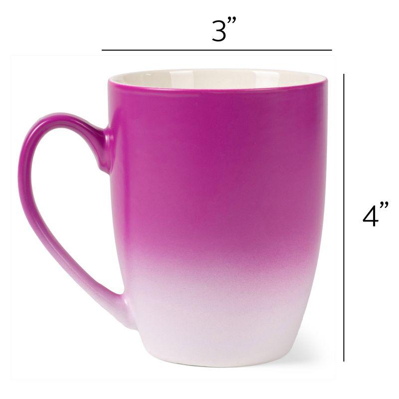 White and Pink Ceramic 12oz Coffee Mug with Engraved Design