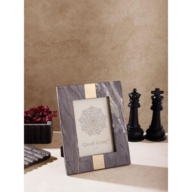 Gray Marble and Gold Embellished Tabletop Picture Frame