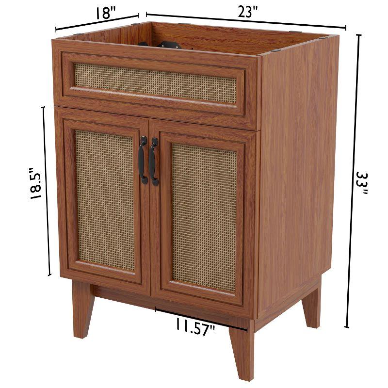 Javer 24" Rattan Modern Farmhouse 2-Shelf Bath Vanity Cabinet Only (Sink Basin not Included)