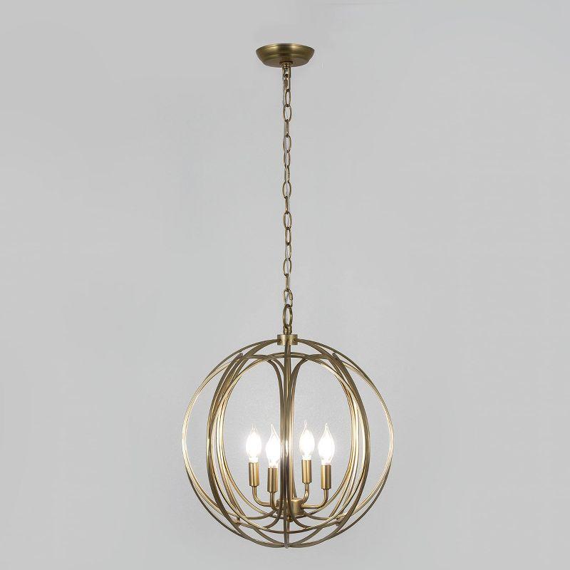 Yosemite Home Decor 4 Light Chandelier in Satin Brass Finish (17.7 x 17.7 x 19.7)