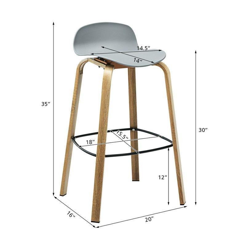 17 Stories Set of 2 Modern Barstools Pub Chairs with Low Back and Legs