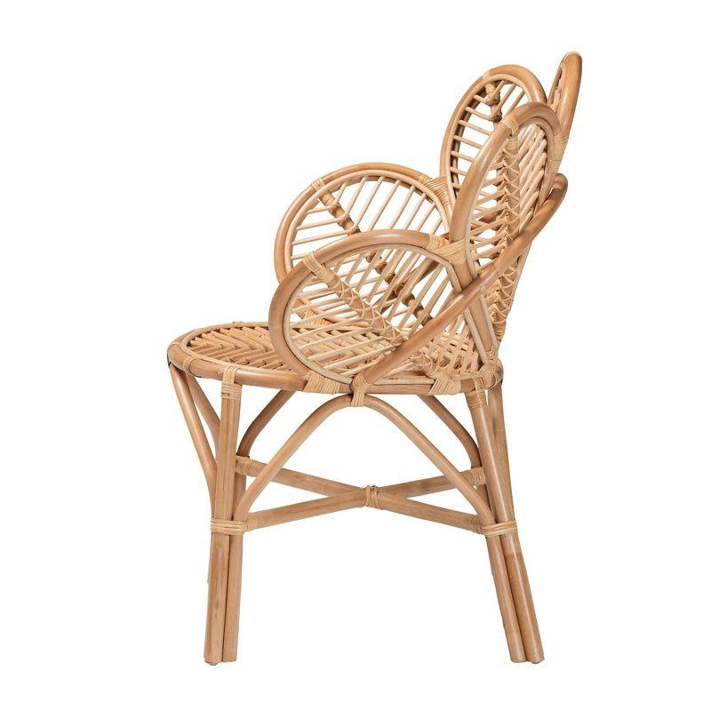 bali & pari Eliava Natural Rattan Flower Accent Chair Natural Brown: Indoor Wicker, No Assembly Required