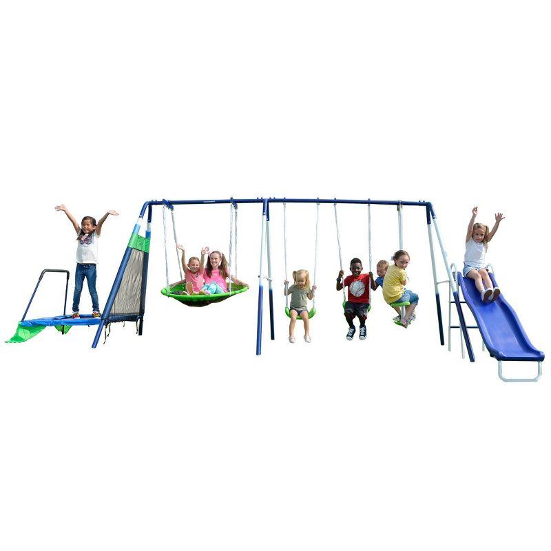 Sportspower Mountain View Metal Swing Slide and Trampoline Set