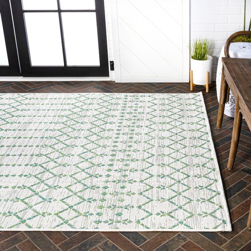 Ourika Moroccan Geometric Textured Weave Indoor/Outdoor Area Rug - JONATHAN Y