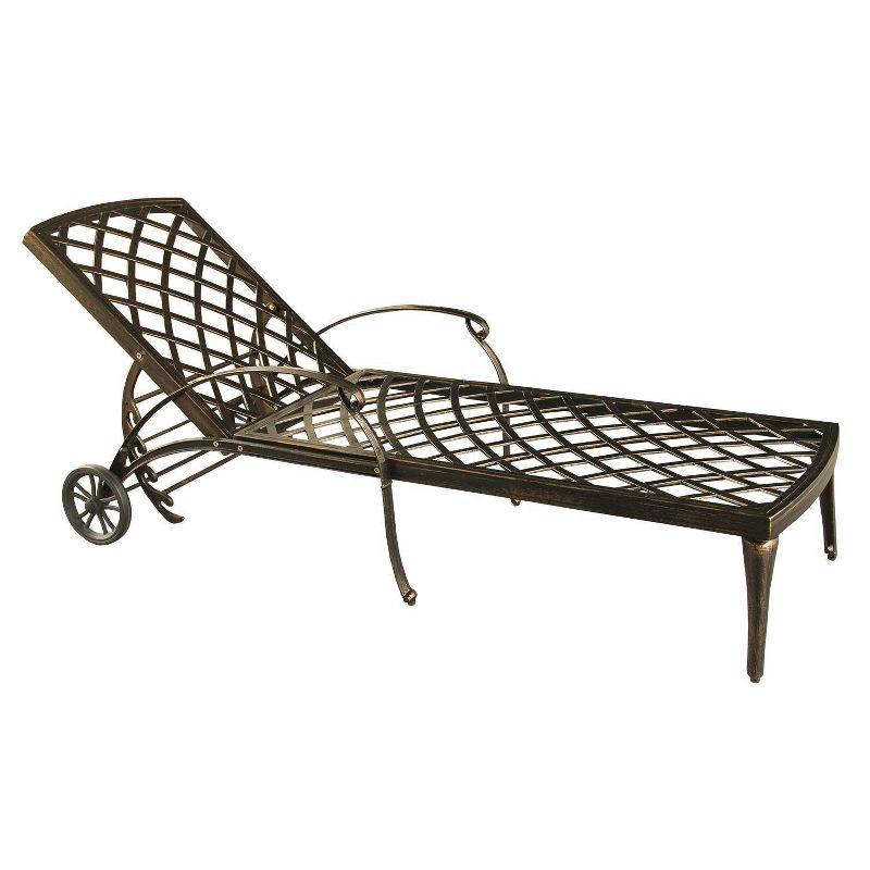 Bronze Aluminum Outdoor Chaise Lounge with Beige Cushion