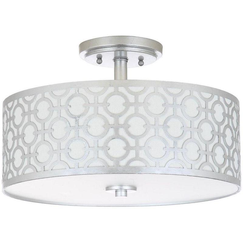 Vera Modern 15.5" Silver Chain-Link Drum Flush Mount Light