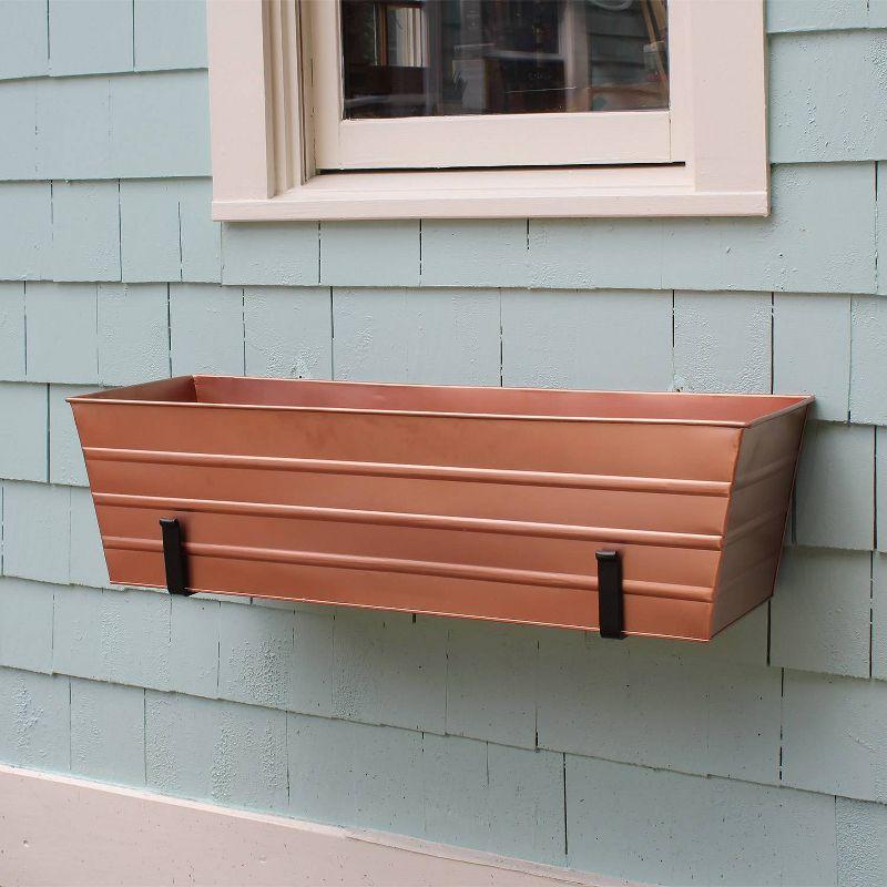 ACHLA Designs Galvanized With Wall Brackets Rectangular Steel Planter Boxes