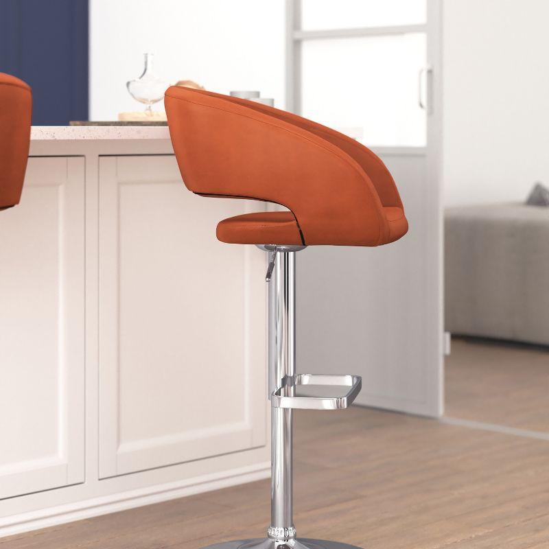 Erik Cognac Vinyl & Chrome Adjustable Swivel Barstool