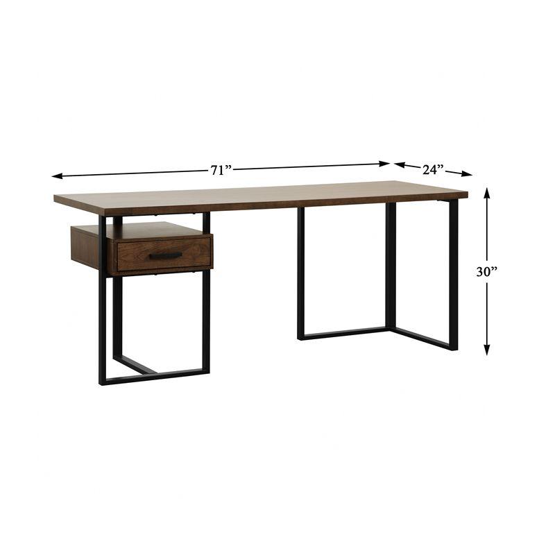 Lexicon Sedley Metal Writing Desk with 1 Cabinet in Walnut and Black