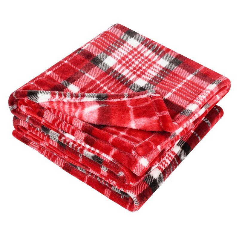 Tirrinia Plaid Fleece Blanket 50"X60" Flannel TV Throw Microfiber-Super Soft & Comfy for Bedding Sofa Car Camping, All Seasons