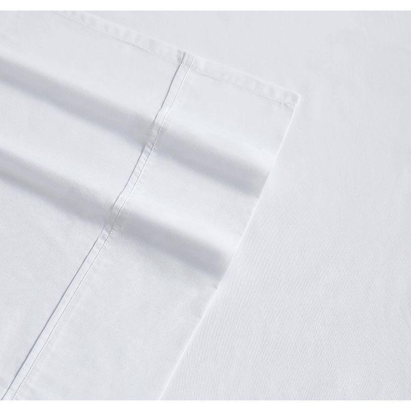 Twin XL White Cotton Percale Solid Sheet Set